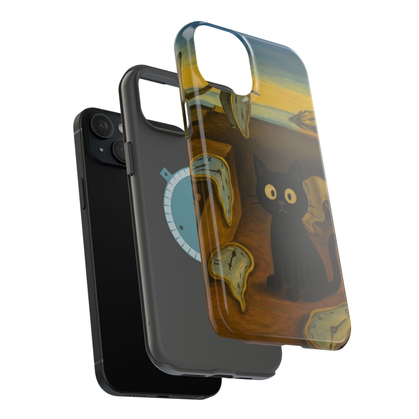 The Cat of Melting Time – Dalí Inspired – iPhone 16, 15, 14, 13 – MagSafe Magnetic Tough Case by HitStickers