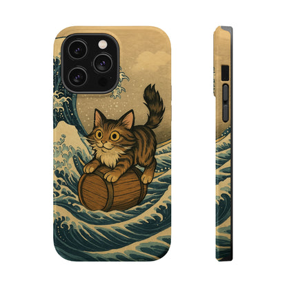 The Great Wave Cat – Hokusai Inspired – iPhone 16, 15, 14, 13 – MagSafe Magnetic Tough Case by HitStickers