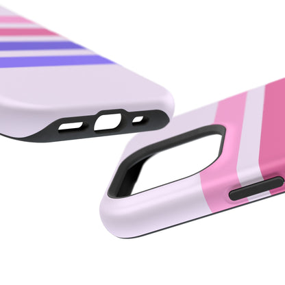 Lavender Love Striped – iPhone 16, 15, 14, 13 – MagSafe Magnetic Tough Case by HitStickers
