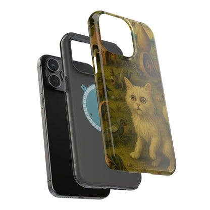 Garden of Cat Delights – Bosch Inspired – iPhone 16, 15, 14, 13 – MagSafe Magnetic Tough Case by HitStickers