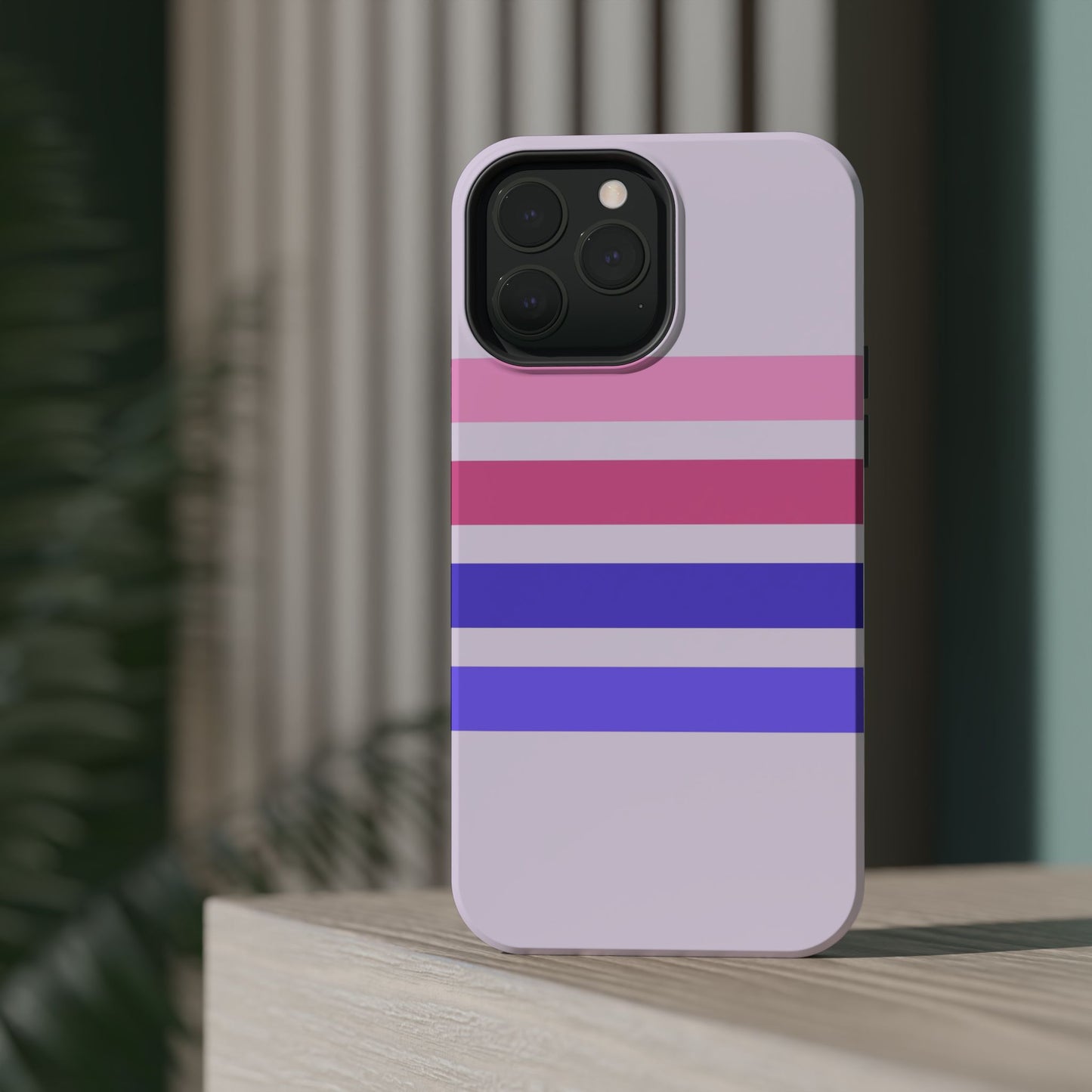 Lavender Love Striped – iPhone 16, 15, 14, 13 – MagSafe Magnetic Tough Case by HitStickers