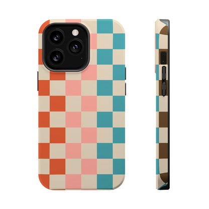 Retro Check Pop – iPhone 16, 15, 14, 13 – MagSafe Magnetic Tough Case by HitStickers