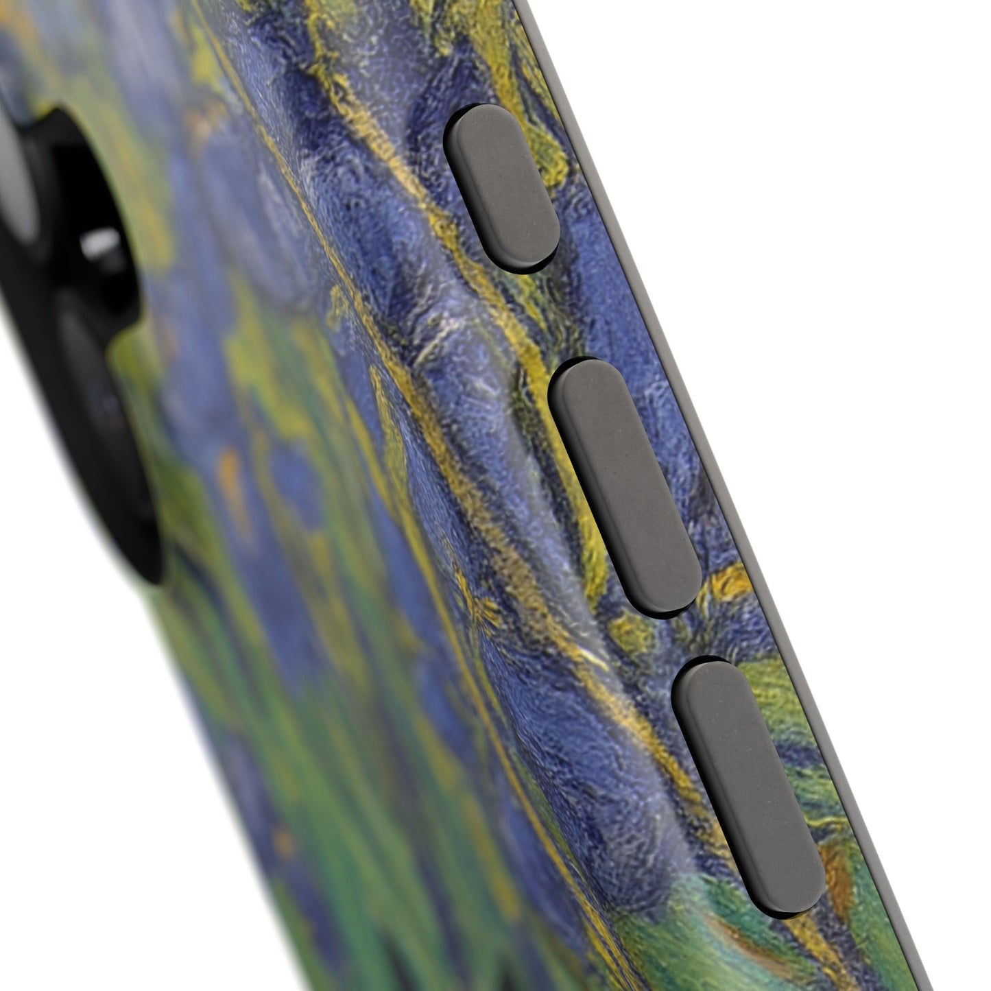 Peaceful Cat in Irises – Van Gogh Inspired – iPhone 16, 15, 14, 13 – MagSafe Magnetic Tough Case by HitStickers