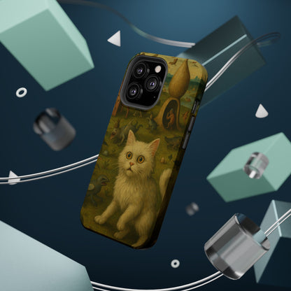 Garden of Cat Delights – Bosch Inspired – iPhone 16, 15, 14, 13 – MagSafe Magnetic Tough Case by HitStickers