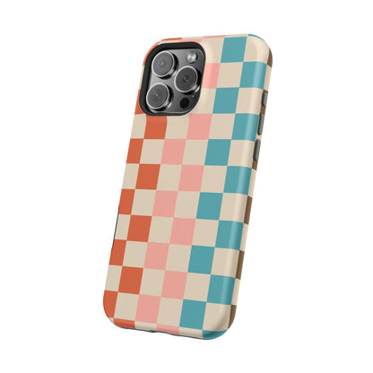 Retro Check Pop – iPhone 16, 15, 14, 13 – MagSafe Magnetic Tough Case by HitStickers
