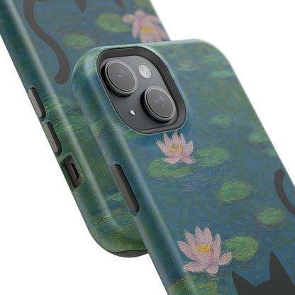 Water Lily Cat – Monet Inspired – iPhone 16, 15, 14, 13 – MagSafe Magnetic Tough Case by HitStickers