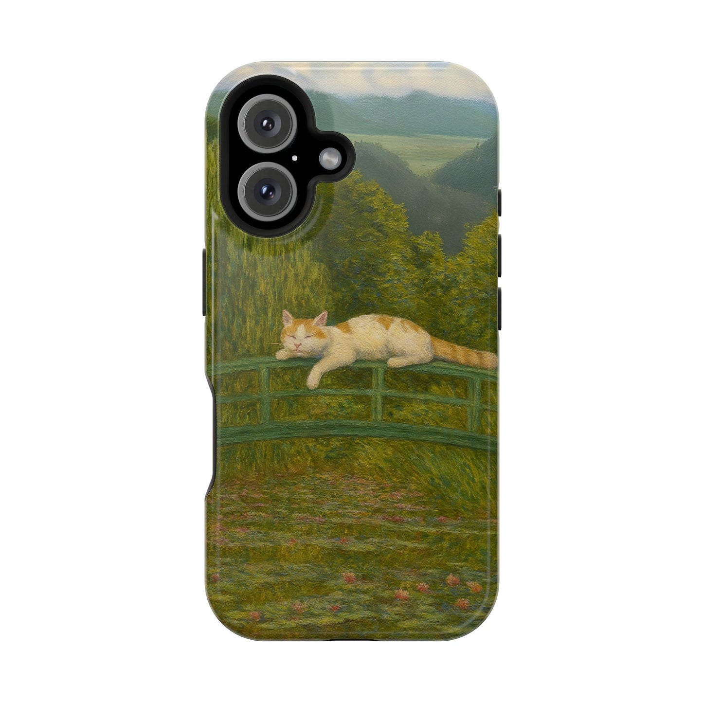 Sleeping Cat on the Japanese Bridge – Monet Inspired – iPhone 16, 15, 14, 13 – MagSafe Magnetic Tough Case by HitStickers