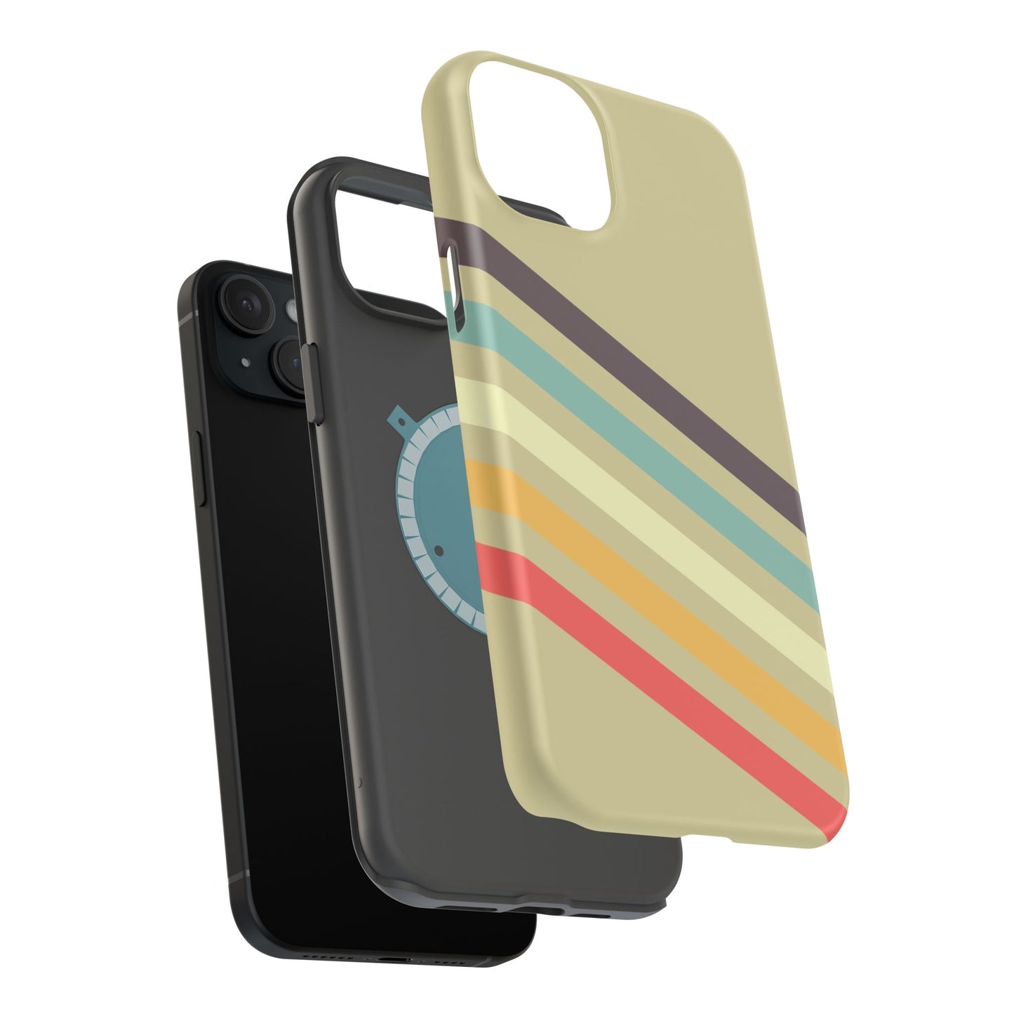 Retro Striped Case for iPhone 16, 15, 14, 13 - MagSafe Magnetic Tough Case by HitStickers