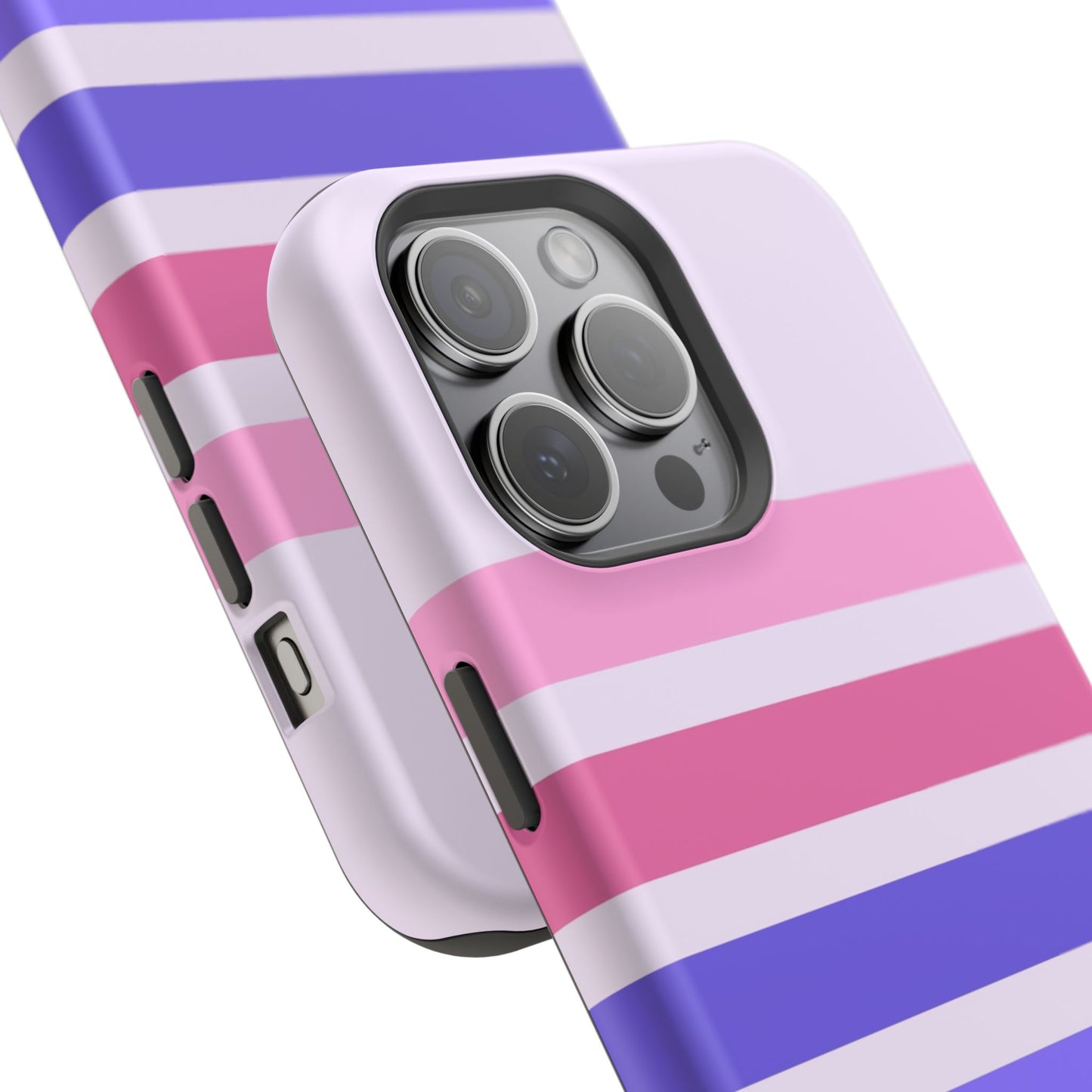 Lavender Love Striped – iPhone 16, 15, 14, 13 – MagSafe Magnetic Tough Case by HitStickers