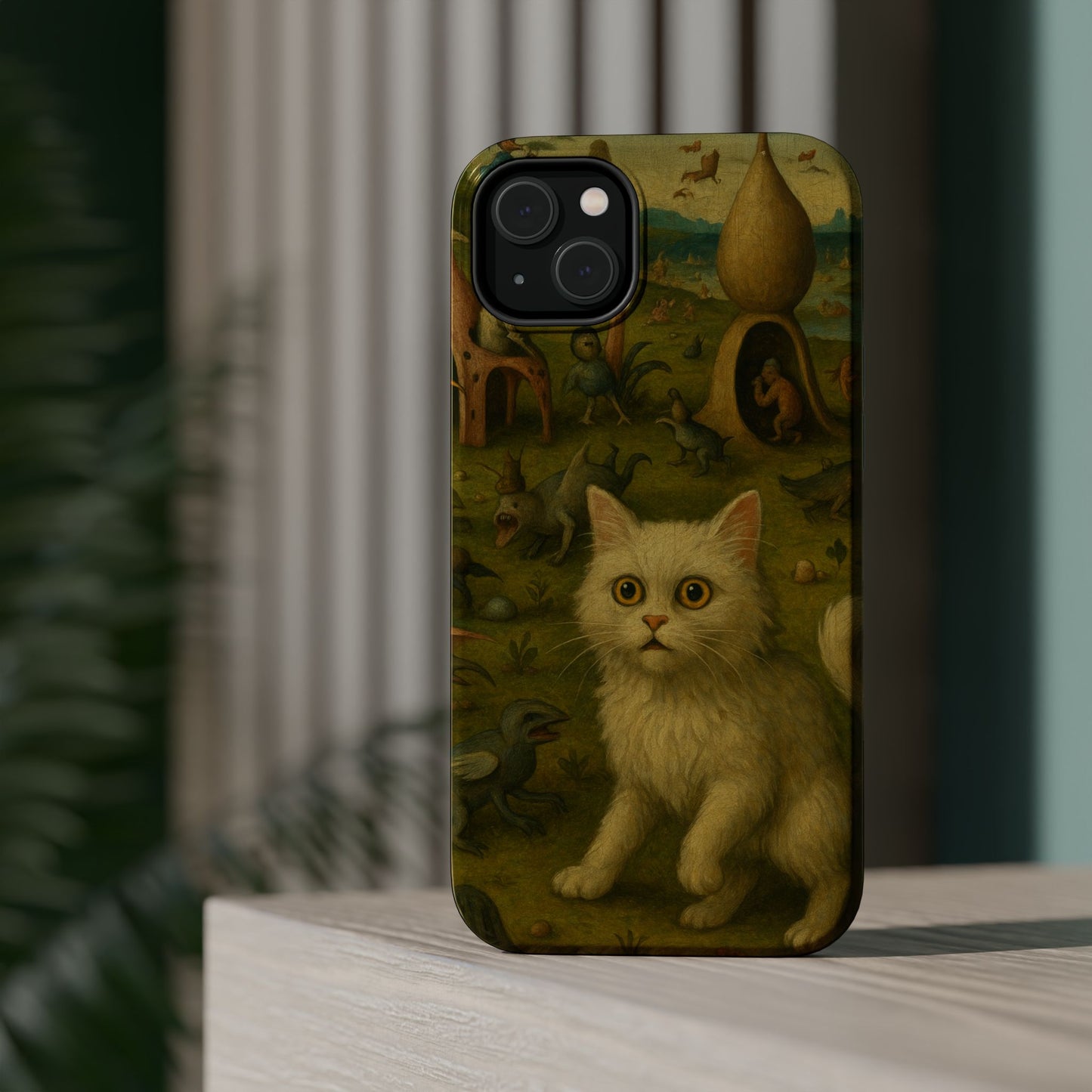 Garden of Cat Delights – Bosch Inspired – iPhone 16, 15, 14, 13 – MagSafe Magnetic Tough Case by HitStickers