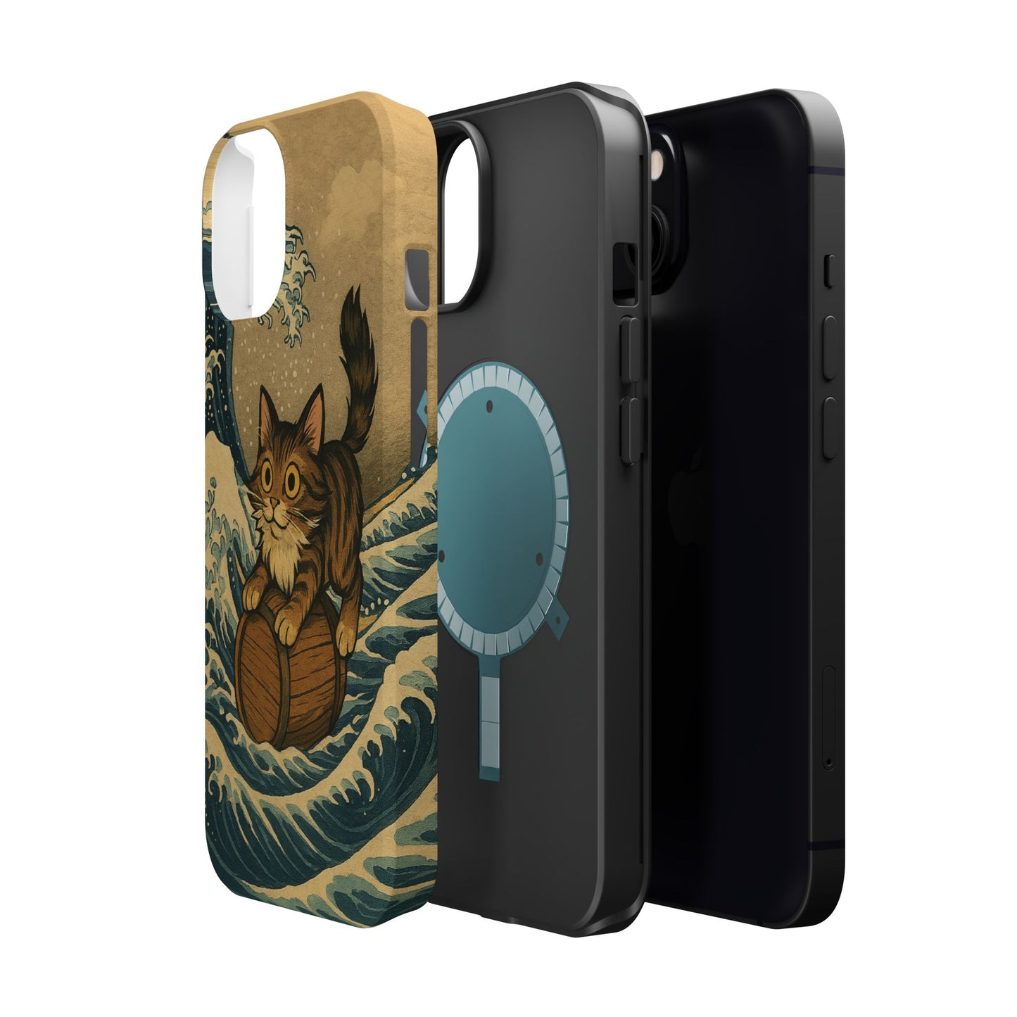 The Great Wave Cat – Hokusai Inspired – iPhone 16, 15, 14, 13 – MagSafe Magnetic Tough Case by HitStickers