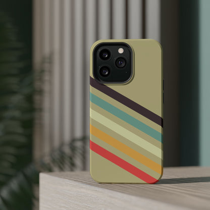 Retro Striped Case for iPhone 16, 15, 14, 13 - MagSafe Magnetic Tough Case by HitStickers