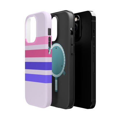 Lavender Love Striped – iPhone 16, 15, 14, 13 – MagSafe Magnetic Tough Case by HitStickers