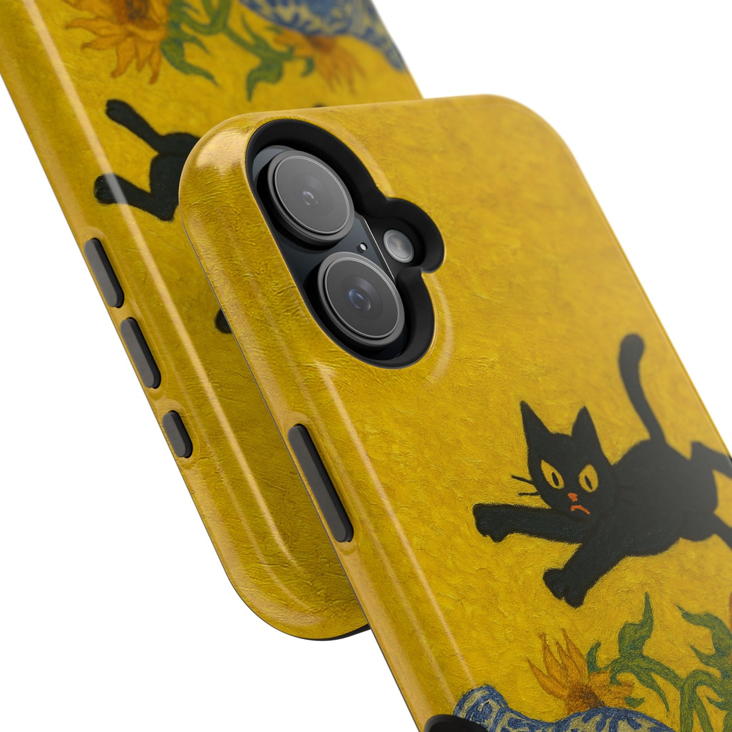 Mischievous Cat & Sunflowers – Van Gogh Inspired – iPhone 16, 15, 14, 13 – MagSafe Magnetic Tough Case by HitStickers