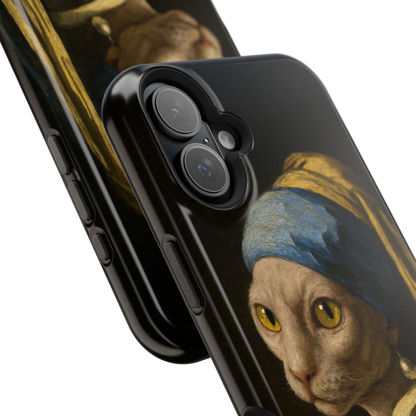 Cat with a Pearl Earring – Vermeer Inspired – iPhone 16, 15, 14, 13 – MagSafe Magnetic Tough Case by HitStickers