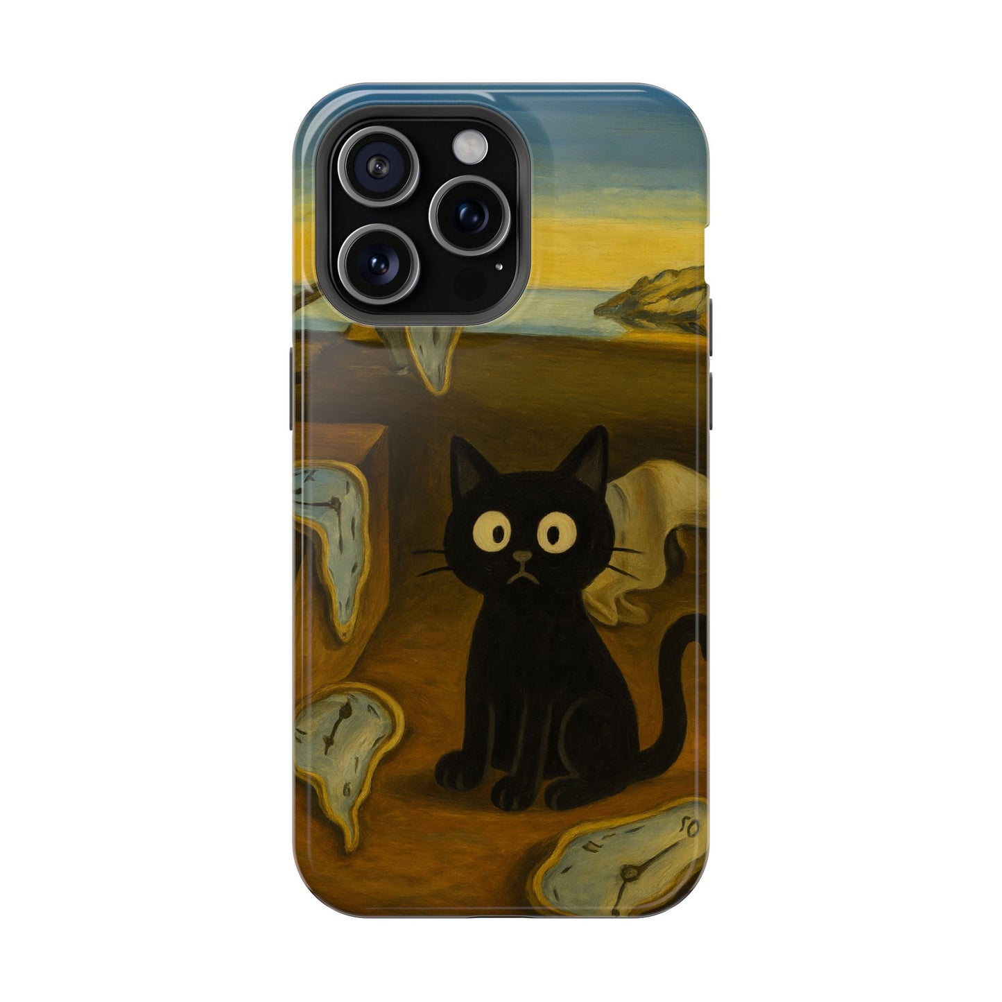 The Cat of Melting Time – Dalí Inspired – iPhone 16, 15, 14, 13 – MagSafe Magnetic Tough Case by HitStickers