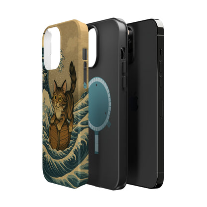 The Great Wave Cat – Hokusai Inspired – iPhone 16, 15, 14, 13 – MagSafe Magnetic Tough Case by HitStickers