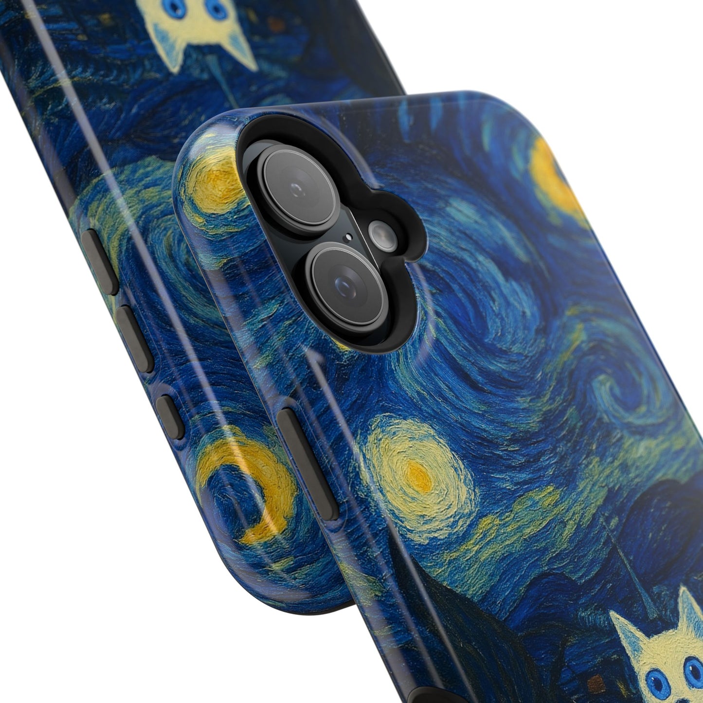Starry Night Cat – Van Gogh Inspired – iPhone 16, 15, 14, 13 – MagSafe Magnetic Tough Case by HitStickers