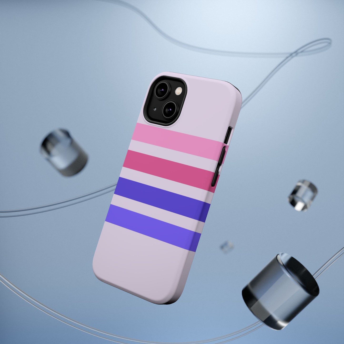 Lavender Love Striped – iPhone 16, 15, 14, 13 – MagSafe Magnetic Tough Case by HitStickers
