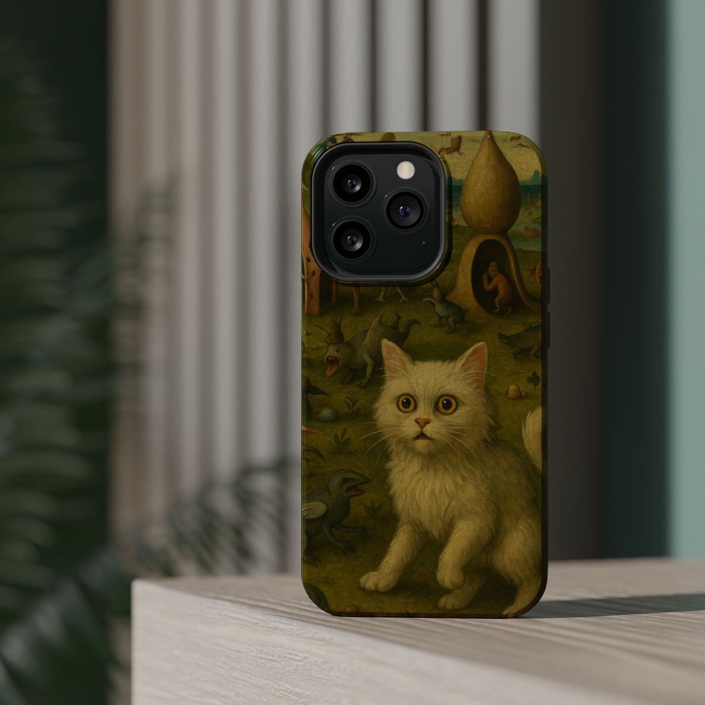 Garden of Cat Delights – Bosch Inspired – iPhone 16, 15, 14, 13 – MagSafe Magnetic Tough Case by HitStickers