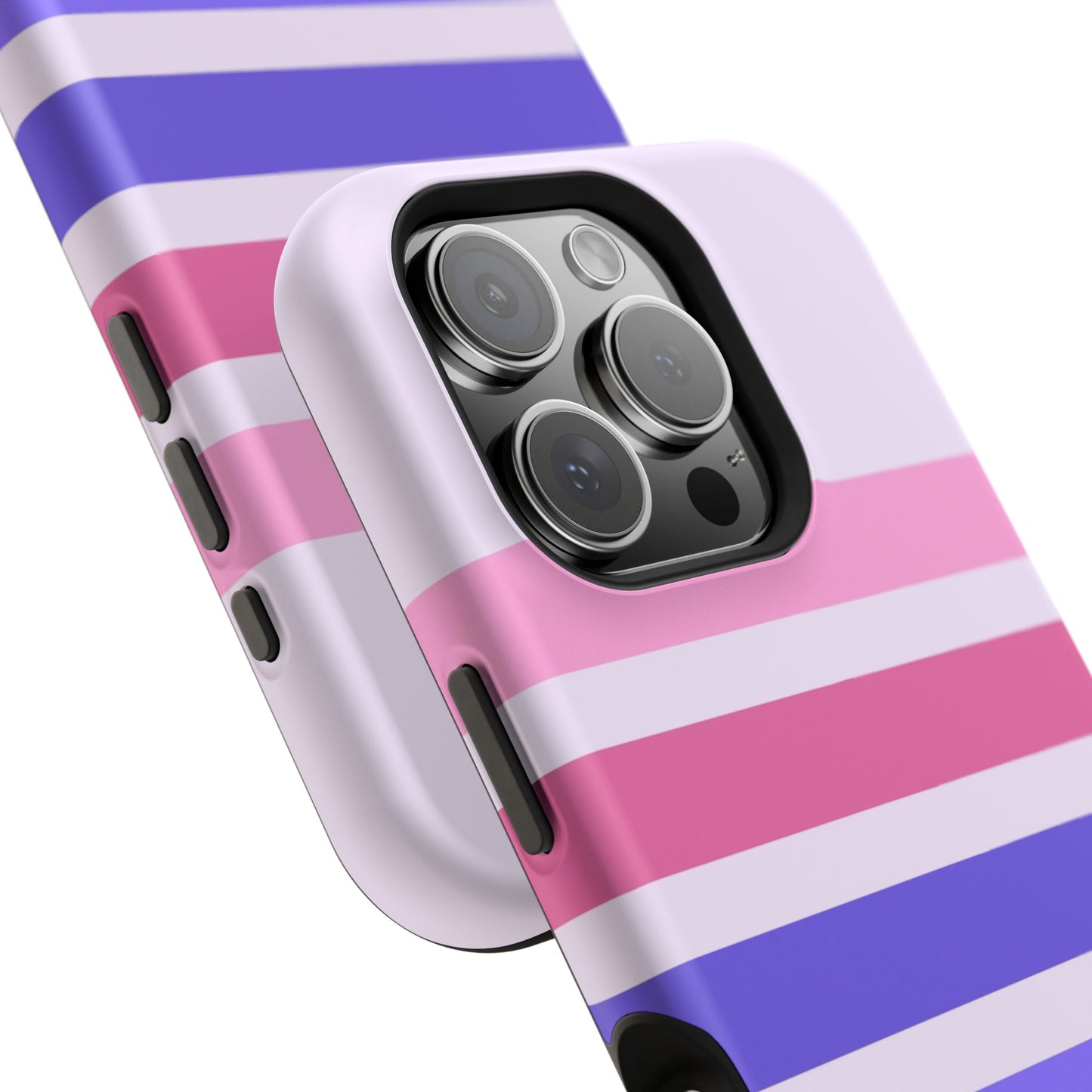 Lavender Love Striped – iPhone 16, 15, 14, 13 – MagSafe Magnetic Tough Case by HitStickers