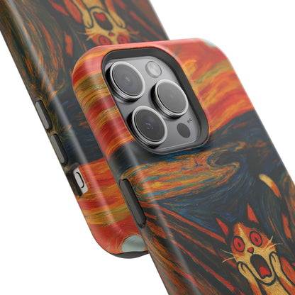 The Cat Scream – Munch Inspired – iPhone 16, 15, 14, 13 – MagSafe Magnetic Tough Case by HitStickers