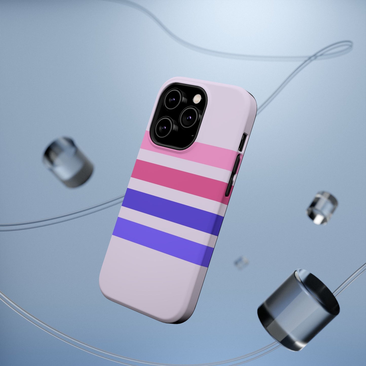 Lavender Love Striped – iPhone 16, 15, 14, 13 – MagSafe Magnetic Tough Case by HitStickers