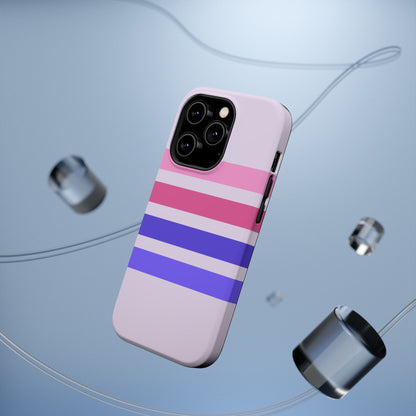Lavender Love Striped – iPhone 16, 15, 14, 13 – MagSafe Magnetic Tough Case by HitStickers