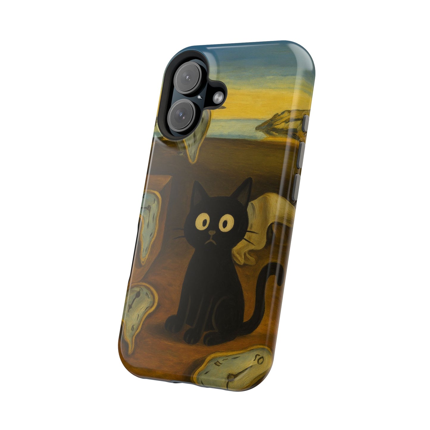 The Cat of Melting Time – Dalí Inspired – iPhone 16, 15, 14, 13 – MagSafe Magnetic Tough Case by HitStickers