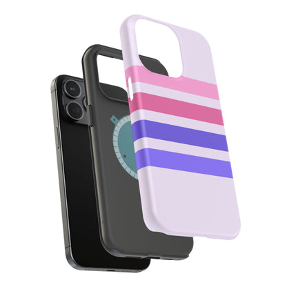 Lavender Love Striped – iPhone 16, 15, 14, 13 – MagSafe Magnetic Tough Case by HitStickers