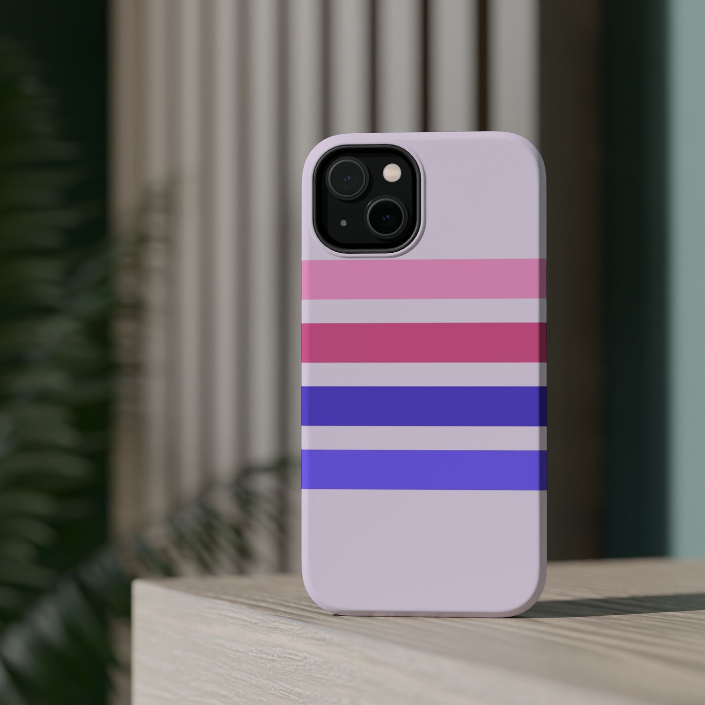Lavender Love Striped – iPhone 16, 15, 14, 13 – MagSafe Magnetic Tough Case by HitStickers