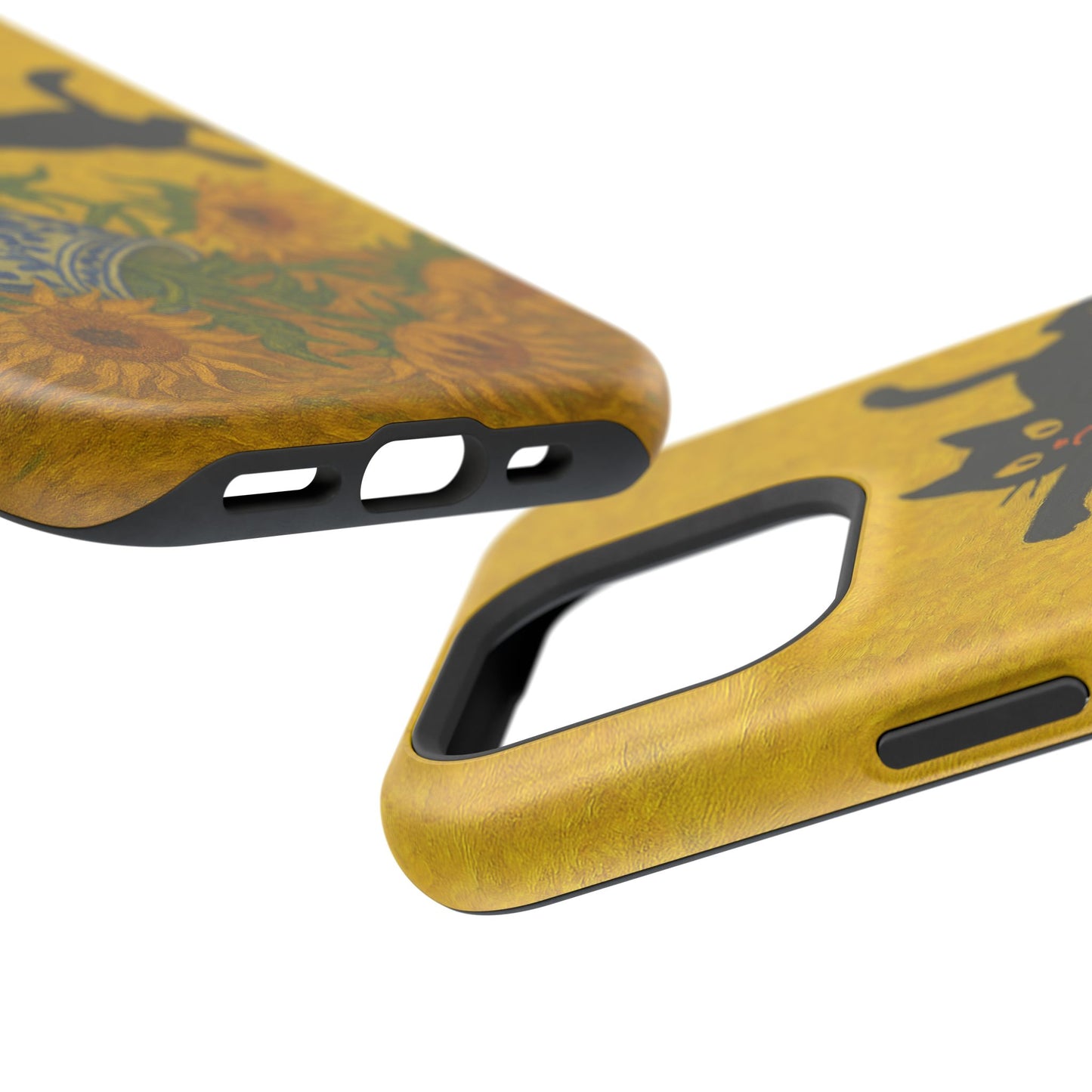Mischievous Cat & Sunflowers – Van Gogh Inspired – iPhone 16, 15, 14, 13 – MagSafe Magnetic Tough Case by HitStickers