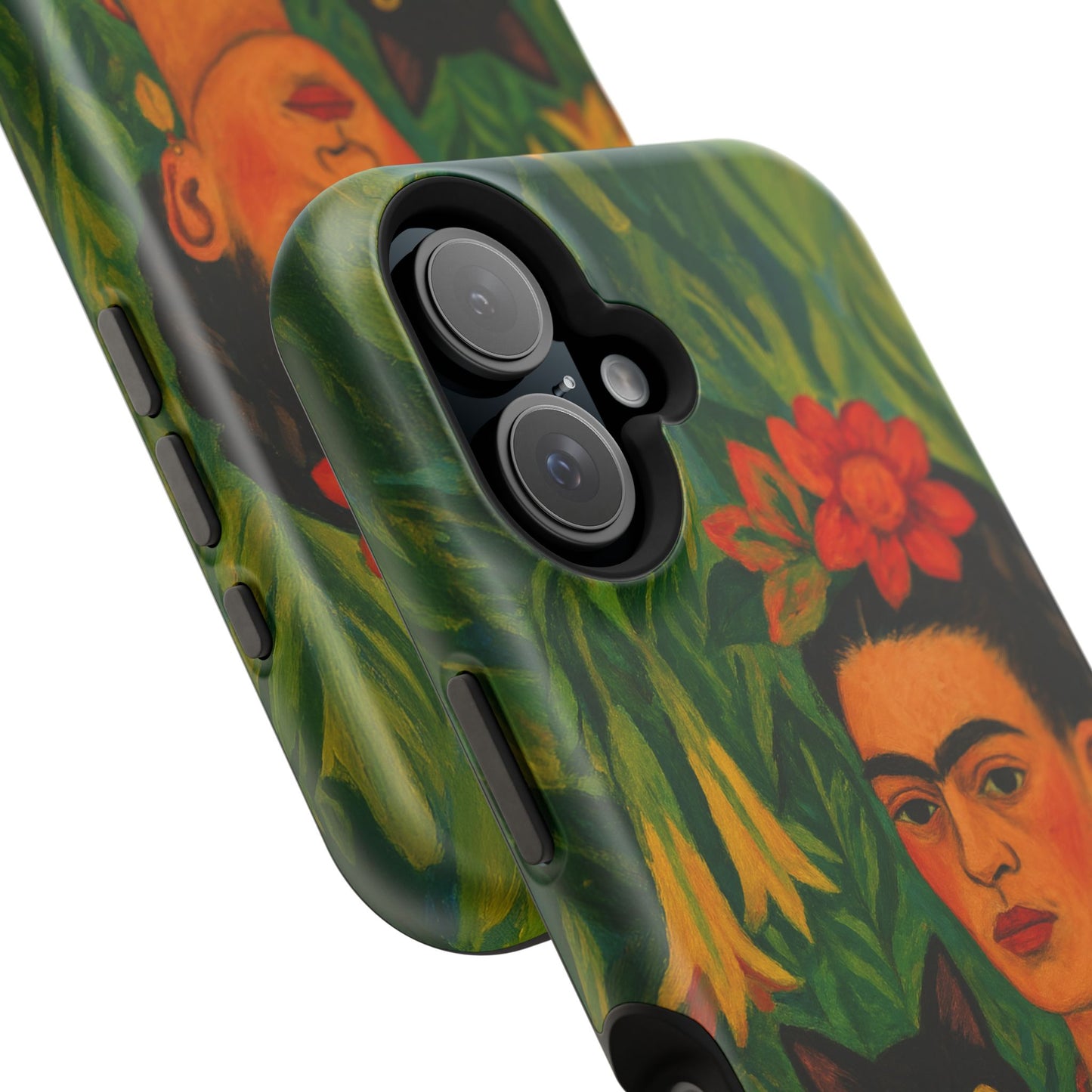 Frida & the Black Cat – Kahlo Inspired – iPhone 16, 15, 14, 13 – MagSafe Magnetic Tough Case by HitStickers
