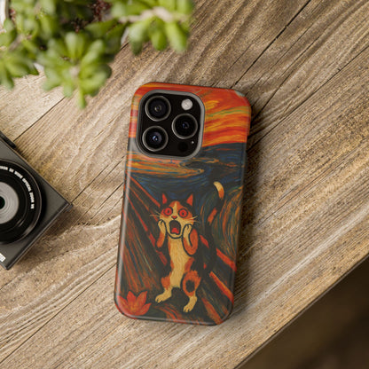 The Cat Scream – Munch Inspired – iPhone 16, 15, 14, 13 – MagSafe Magnetic Tough Case by HitStickers