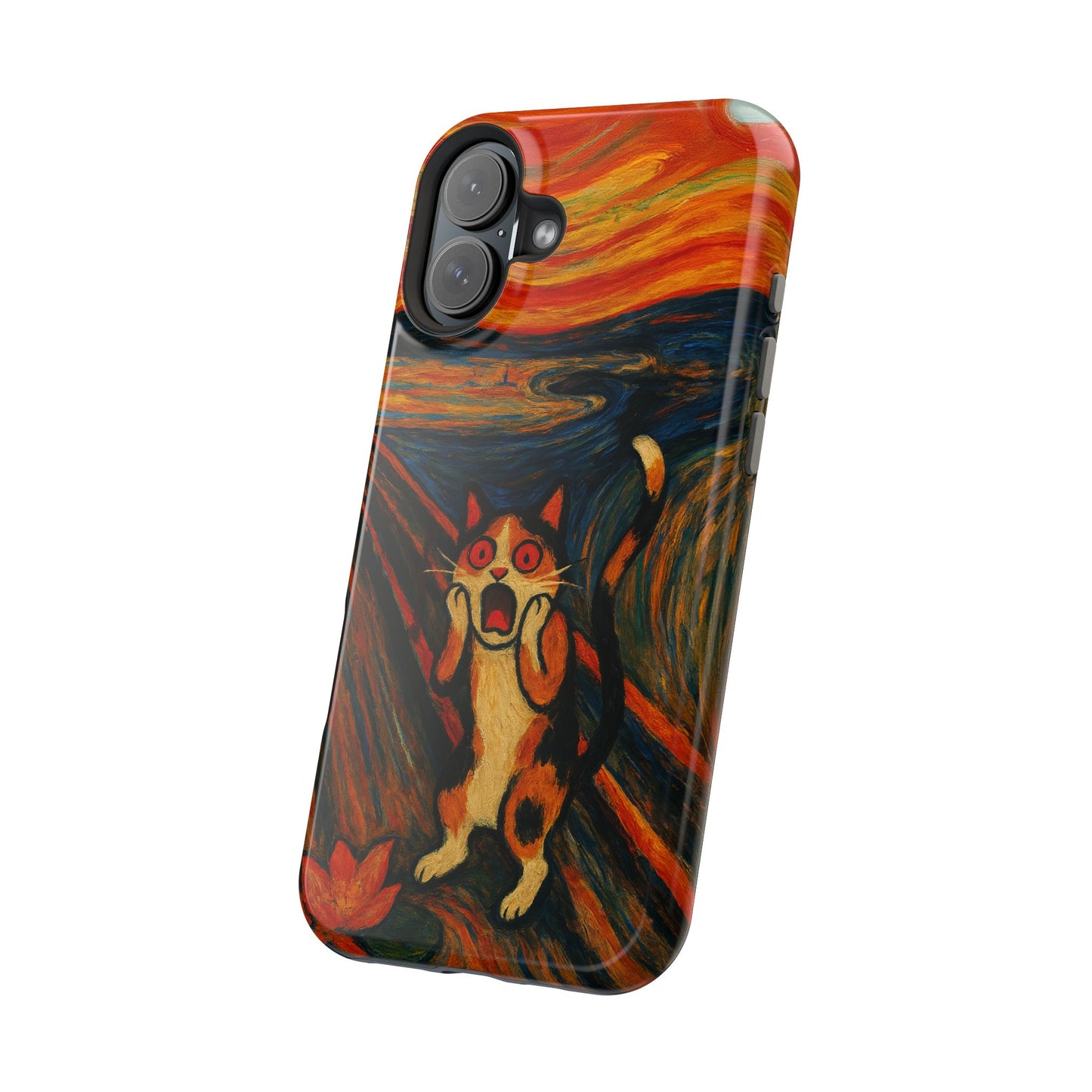 The Cat Scream – Munch Inspired – iPhone 16, 15, 14, 13 – MagSafe Magnetic Tough Case by HitStickers